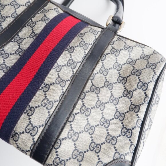 Authentic Preowned Vintage Gucci Navy Boston Bag - Picture 9 of 16